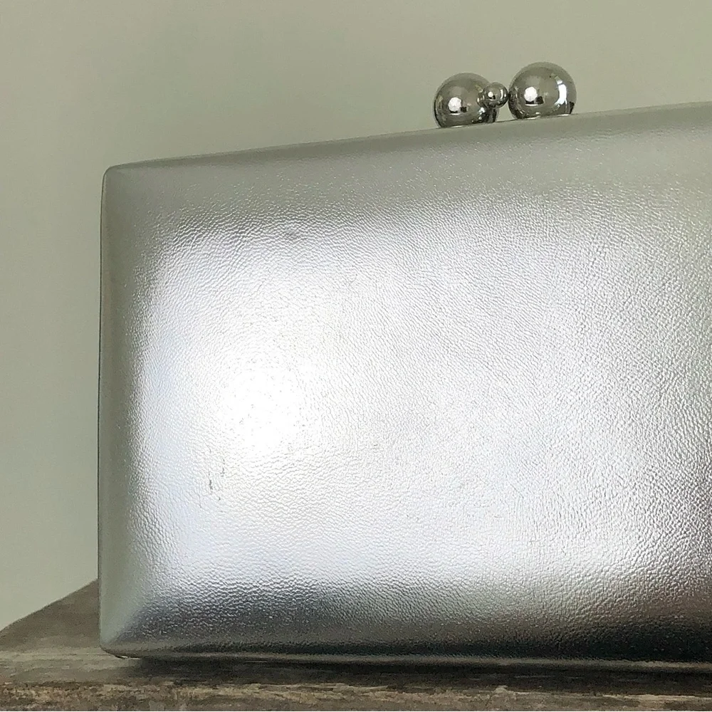 EVER NEW Handbag Silver Pink Clutch Bridal Bridesmaid Wedding Formal Dressy - Picture 13 of 16